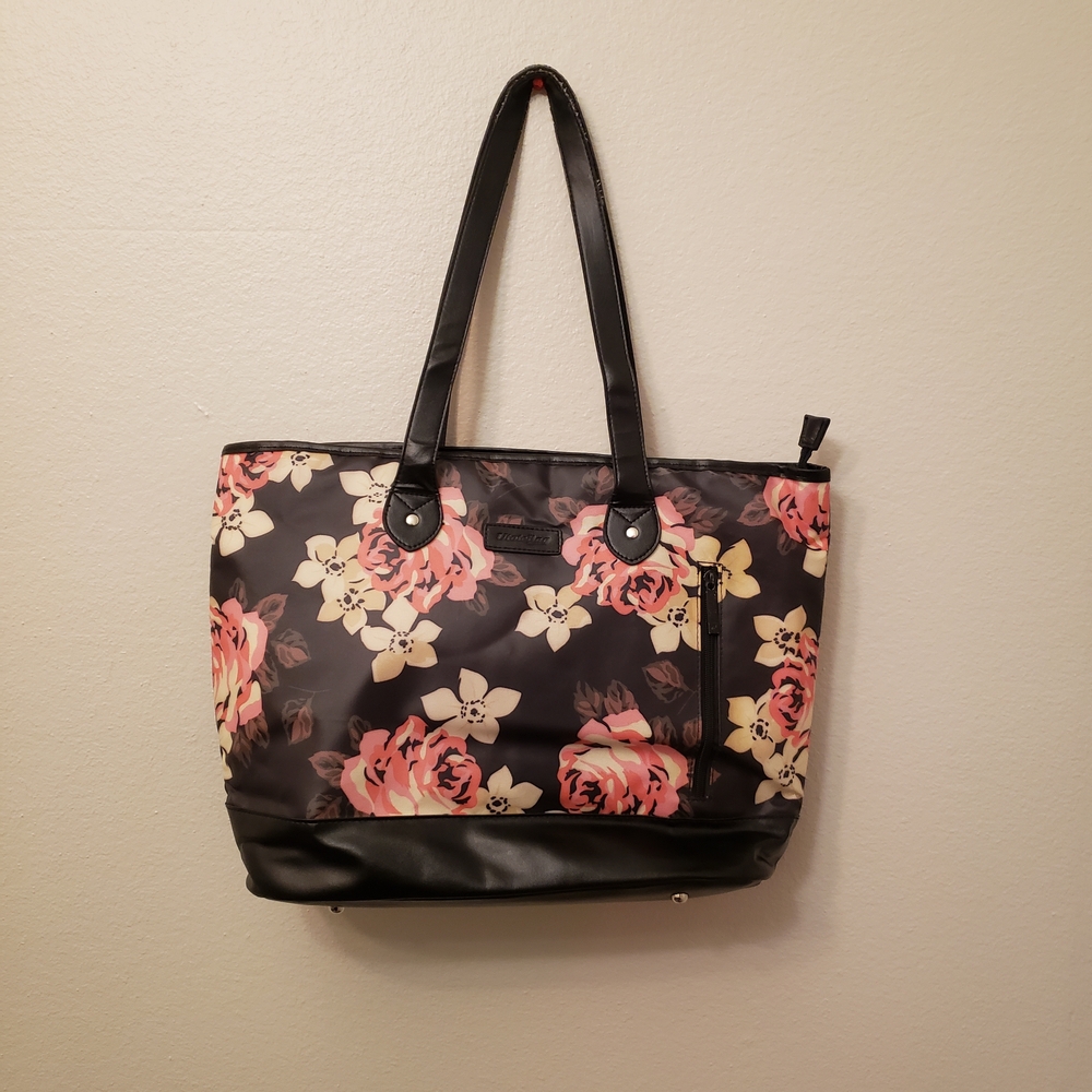 Elegant Black Floral Tote Bag